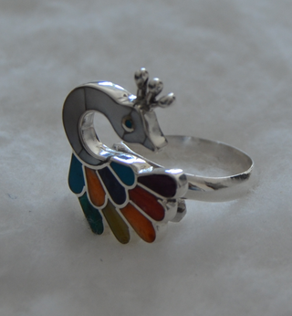 Anillo Pavo Real Plata 950 Perú - Nuevo