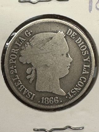 Isabel II 20 céntimos 1866