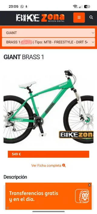 GIANT BRASS 1 DIRT JUMP FREESTYLE TALLA M