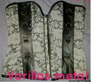 Corsé Brocado Gris Goth Punk Dark