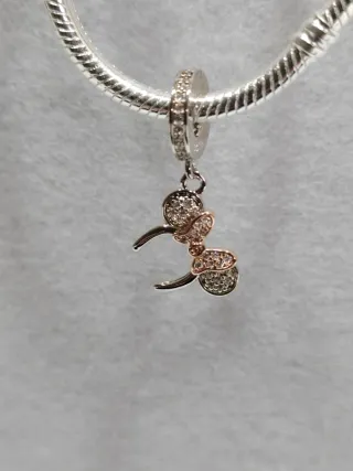 Bracciale argento s925 con Charm Cuore e Topolino