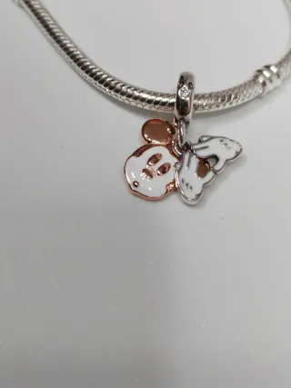 Bracciale argento s925 con Charm Cuore e Topolino