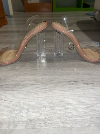Sandalias Shein Beige Transparentes Tacón