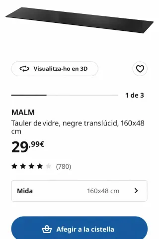 2 Cristal para cajonera MALM negro translúcido