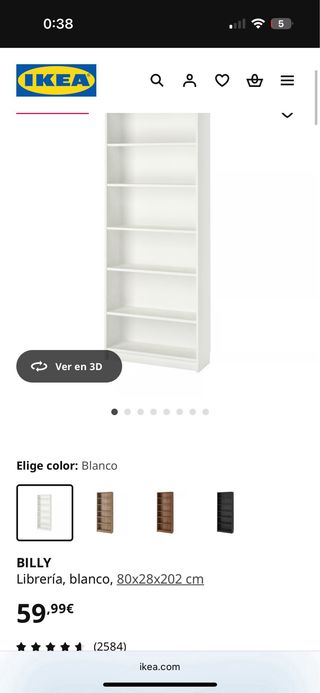 Estantería Billy Ikea sin baldas
