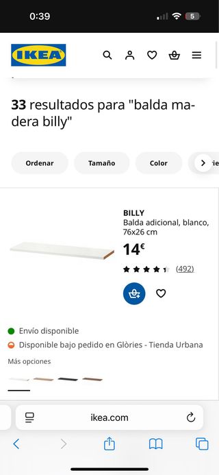 Estantería Billy Ikea sin baldas