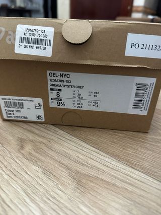 Asics Gel NYC Uomo 41.5 Beige/Grigio Nuove Scatola