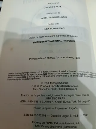 Libro jurassik park