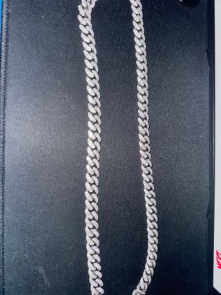 Cadena Moissanita 10mm Plata