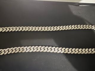 Cadena Moissanita 10mm Plata