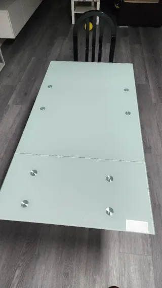 Mesa de cocina cristal y metal