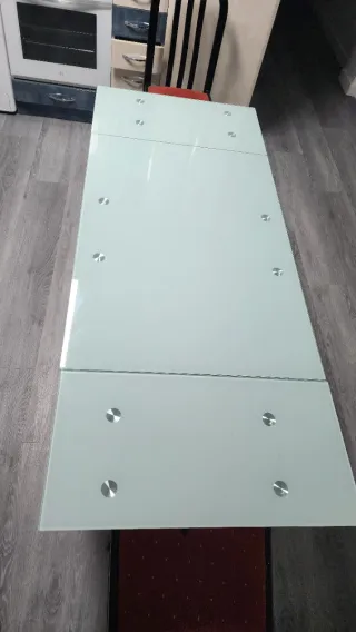 Mesa de cocina cristal y metal