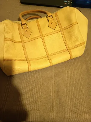 Bolso de mano mujer beige y marrón