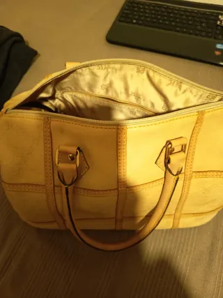Bolso de mano mujer beige y marrón