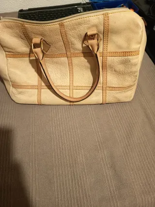 Bolso de mano mujer beige y marrón
