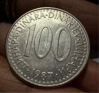 Moneda Yugoslavia 100 Dinara 1987