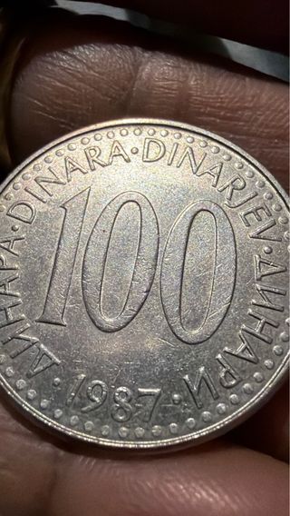 Moneda Yugoslavia 100 Dinara 1987