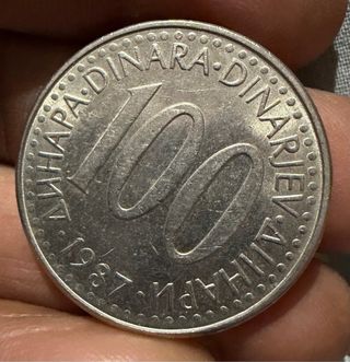 Moneda Yugoslavia 100 Dinara 1987