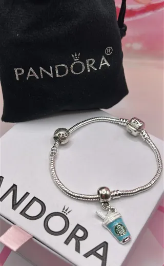 Pulsera Pandora Corazón Rosa y Plata