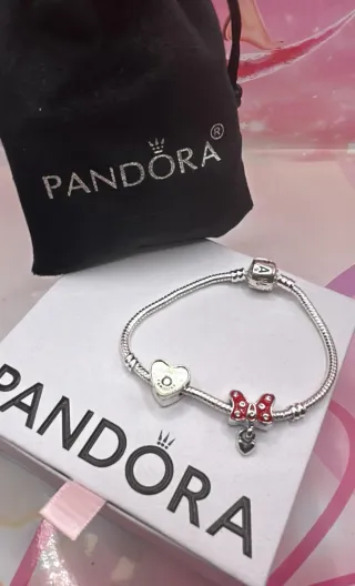 Pulsera Pandora Corazón Rosa y Plata