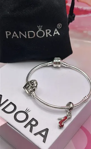Pulsera Pandora Corazón Rosa y Plata