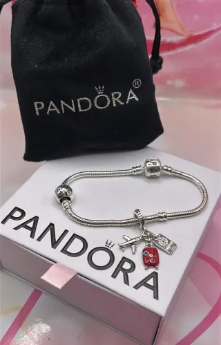 Pulsera Pandora Corazón Rosa y Plata