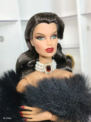 Gargantilla perlas broche rojo Barbie Integrity