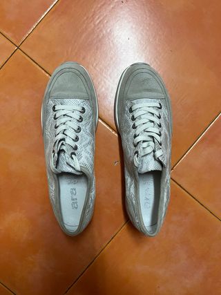 Sapatilhas Ara Pele Camurça Prateada