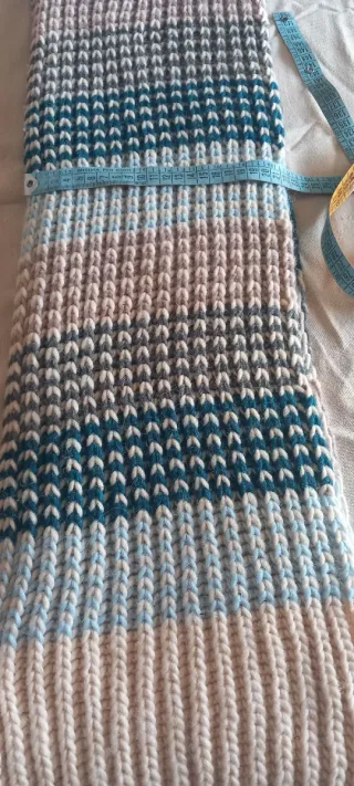 Maxisciarpa Annalisa beige e blu