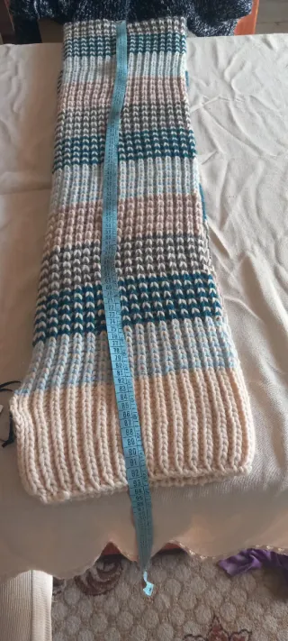 Maxisciarpa Annalisa beige e blu