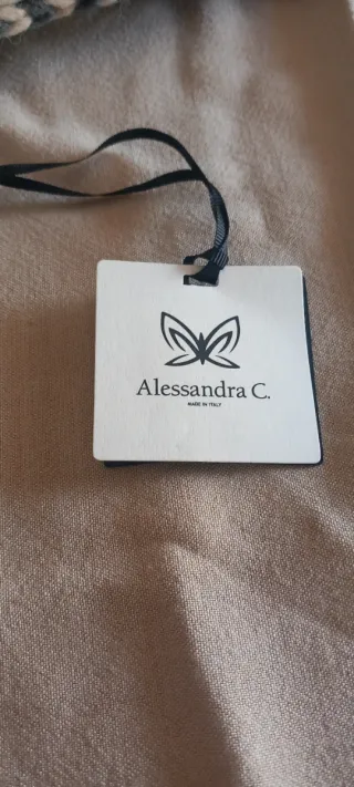 Maxisciarpa Annalisa beige e blu