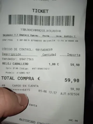 Reloj Casio Dorado Digital