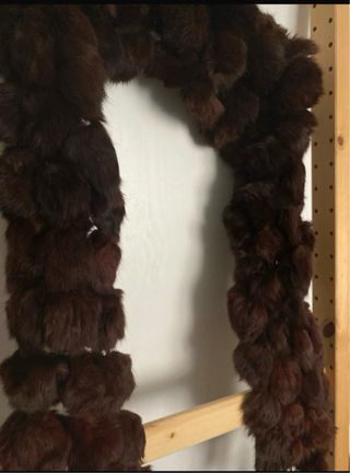 Bufanda/Estola Pelo Natural Marrón Granate