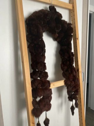 Bufanda/Estola Pelo Natural Marrón Granate