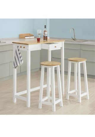 Mesa alta y 2 taburetes madera y metal