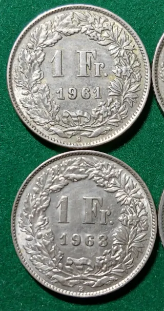 4 Monedas Plata Suiza 1 Fr.