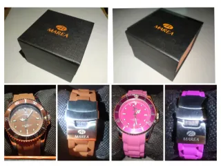 Relojes de pulsera de Cuarzo Marea Marrón y Rosa.