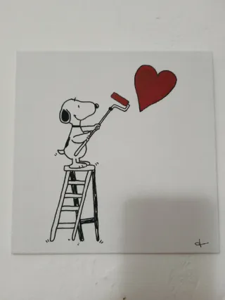 Tela Snoopy con cuore rosso