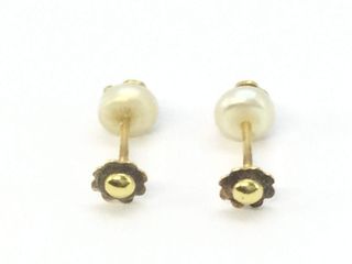 pendientes oro 18k con piedra con perla