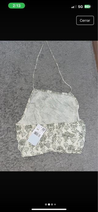 Top Mango Estampado Verde Talla M