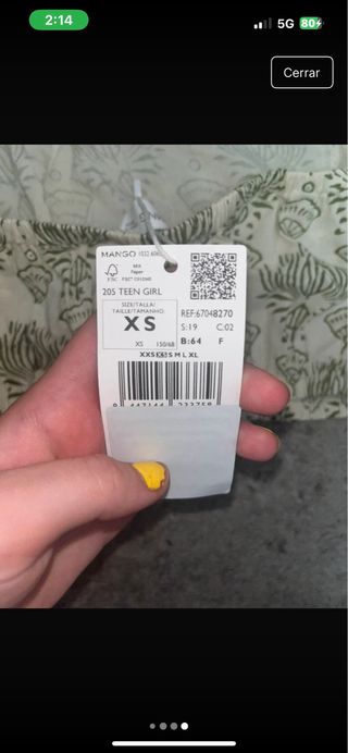 Top Mango Estampado Verde Talla M