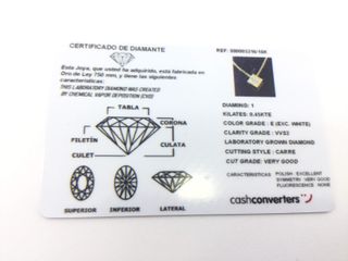 collar oro 18k con piedra con diamante de laboratorio 19.5cm