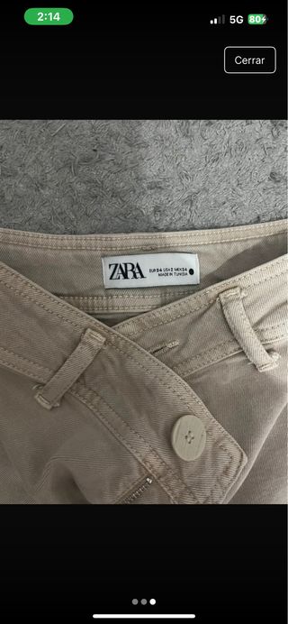 Pantalón Zara Beige Ancho