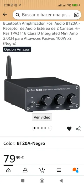 Amplificador Fosi BT20A Bluetooth color Plata