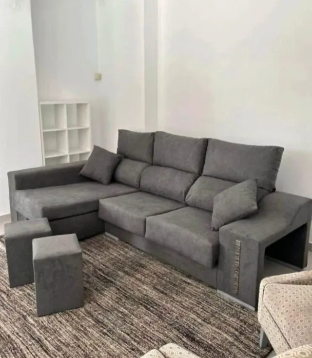 Sofá modular gris de tela