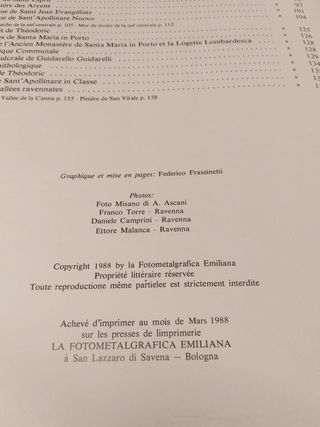 Ravenne, capitale de la mosaïque. Ed. Salvarole, 1988.