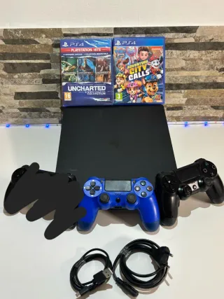 PS4 Slim 1TB Negra + 2 Mandos + 2 Juegos