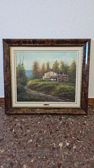 Cuadro al óleo paisaje rural