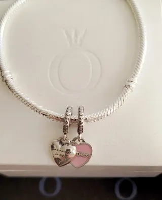 2 Charms Colgantes Corazón Mamá e Hija