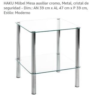 Mesa auxiliar HAKU Möbel cristal y cromo